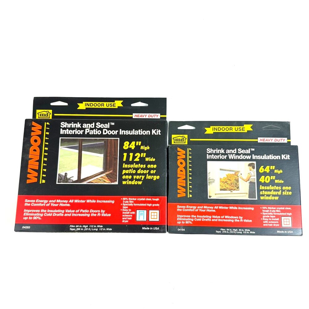 Lot of 2 M-D Indoor Window Insulation Kits Shrink Film Window & Patio Door New